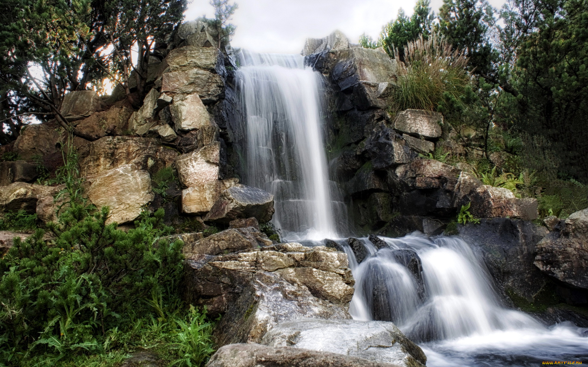 ein, wasserfall, in, grugapark, essen, , , , 